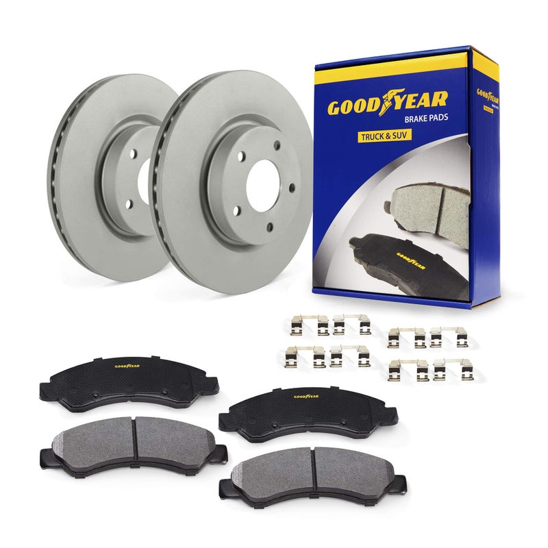 Goodyear Brakes PRK76842F Front Truck SUV Brake Kit with Pair 2 of AntiOx Coated Brake Rotors and CarbonCeramic Brake Pads fits Toyota 4Runner 0903 FJ Cruiser 1407 Tacoma 1905