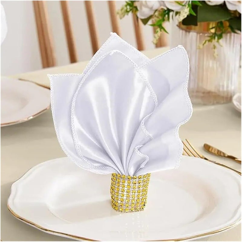 72 Pcs White Satin Napkins 30 X 30cm Square Soft Table Dinner Silky Cloth for Banquets Parties Decoration(72pcs-Light Green) - Image 2