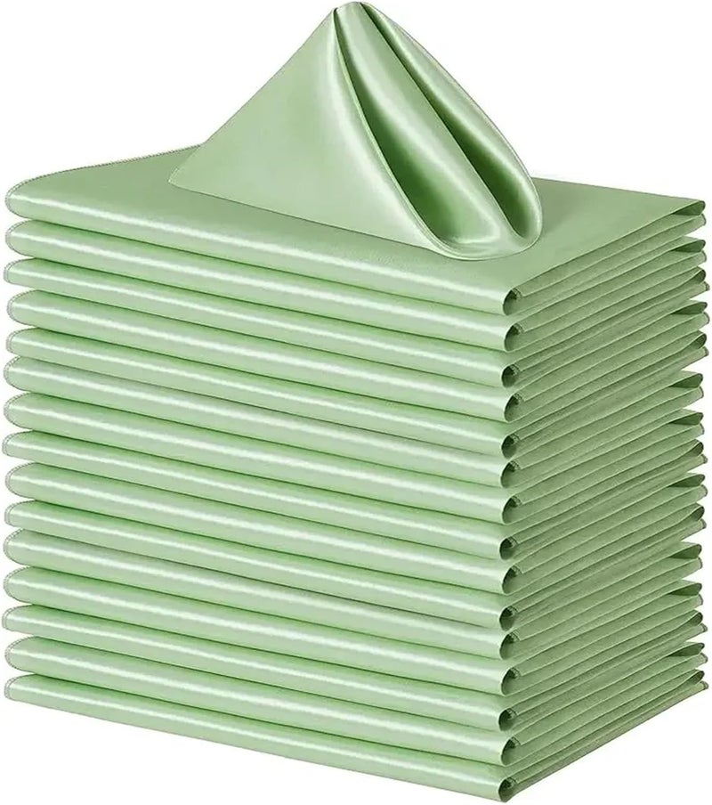 72 Pcs White Satin Napkins 30 X 30cm Square Soft Table Dinner Silky Cloth for Banquets Parties Decoration(72pcs-Light Green) - Image 1