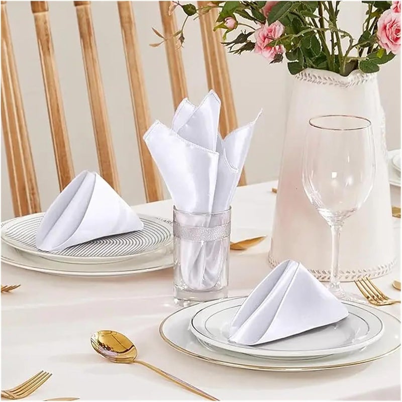 72 Pcs White Satin Napkins 30 X 30cm Square Soft Table Dinner Silky Cloth for Banquets Parties Decoration(72pcs-Light Green) - Image 3