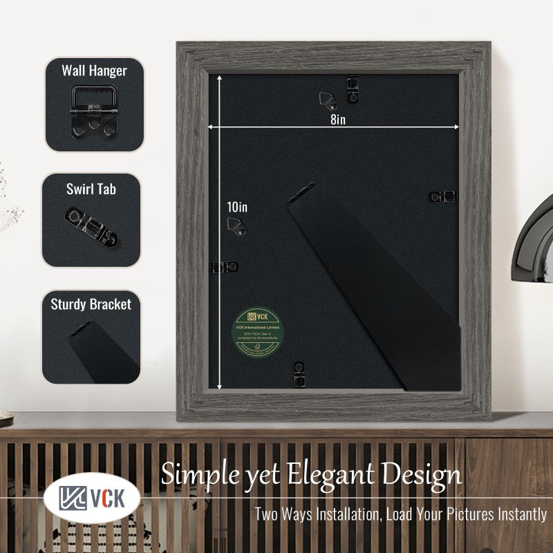 في سي كيه VCK 8x10 إطار الصورة 3 حزمة رمادي الخشب الصلب - Image 3