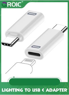 2 Pack White USB-C Male to Lightning Female Adapter, USB Type C to Lightning Connector for iPhone 15/15 Plus/15 Pro/15 Pro Max, iPad Air, Support PD Fast Charging and Data Transfer