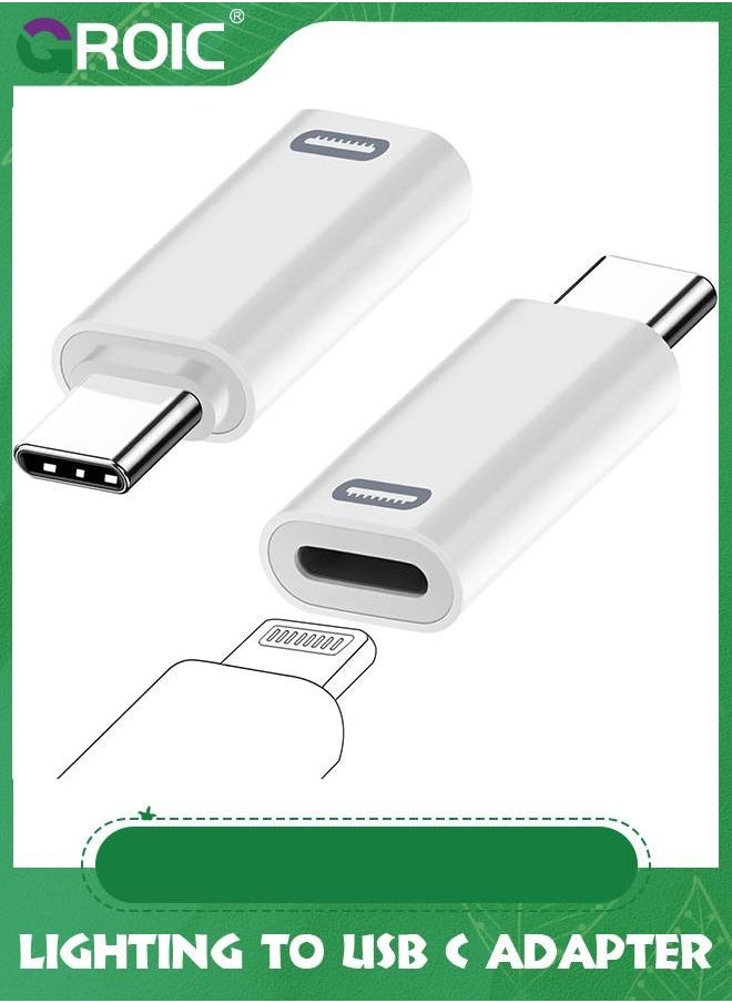 GROIC - 2 Pack White USB-C Male to Lightning Female Adapter, USB Type C to Lightning Connector for iPhone 15/15 Plus/15 Pro/15 Pro Max, iPad Air, Support PD Fast Charging and Data Transfer - Image 1