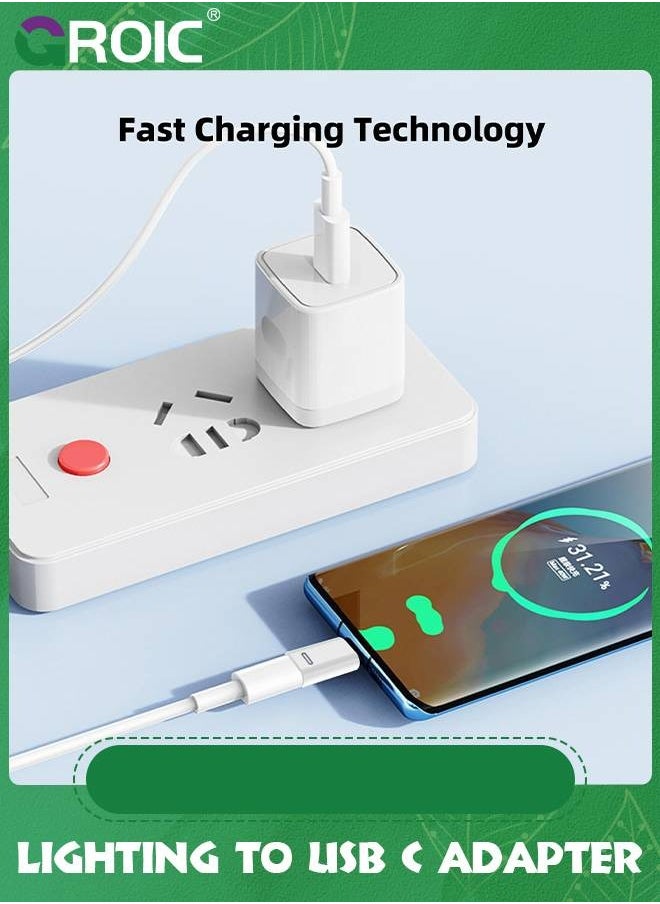 GROIC - 2 Pack White USB-C Male to Lightning Female Adapter, USB Type C to Lightning Connector for iPhone 15/15 Plus/15 Pro/15 Pro Max, iPad Air, Support PD Fast Charging and Data Transfer - Image 1