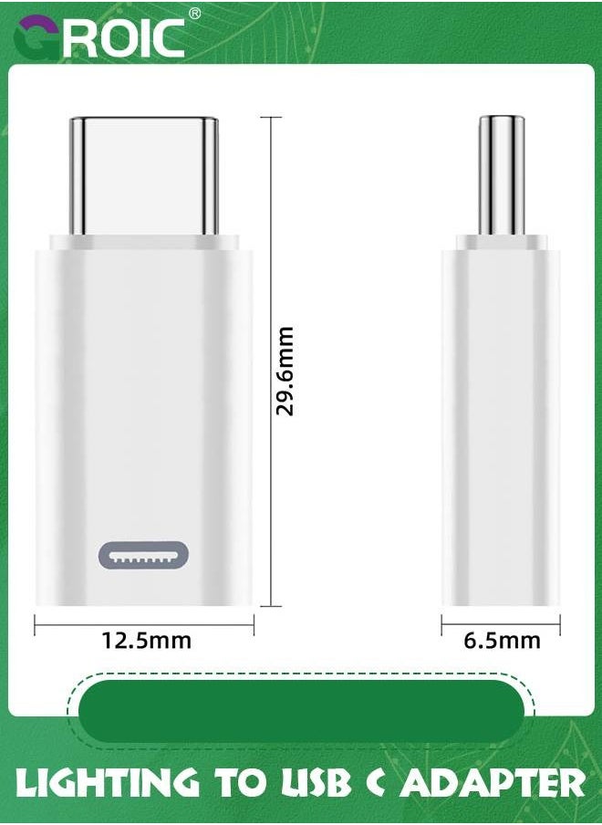 GROIC - 2 Pack White USB-C Male to Lightning Female Adapter, USB Type C to Lightning Connector for iPhone 15/15 Plus/15 Pro/15 Pro Max, iPad Air, Support PD Fast Charging and Data Transfer - Image 1