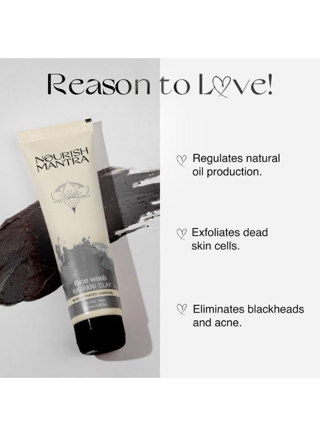 Nourish Mantra-Ratrani Moroccan Lava Face Wash | Enriched With Moroccan Clay, Activated Charcoal & Vitamin E | Face Wash For All Skin Types | Paraben & SLSSLES Free - 100 ml - Image 5