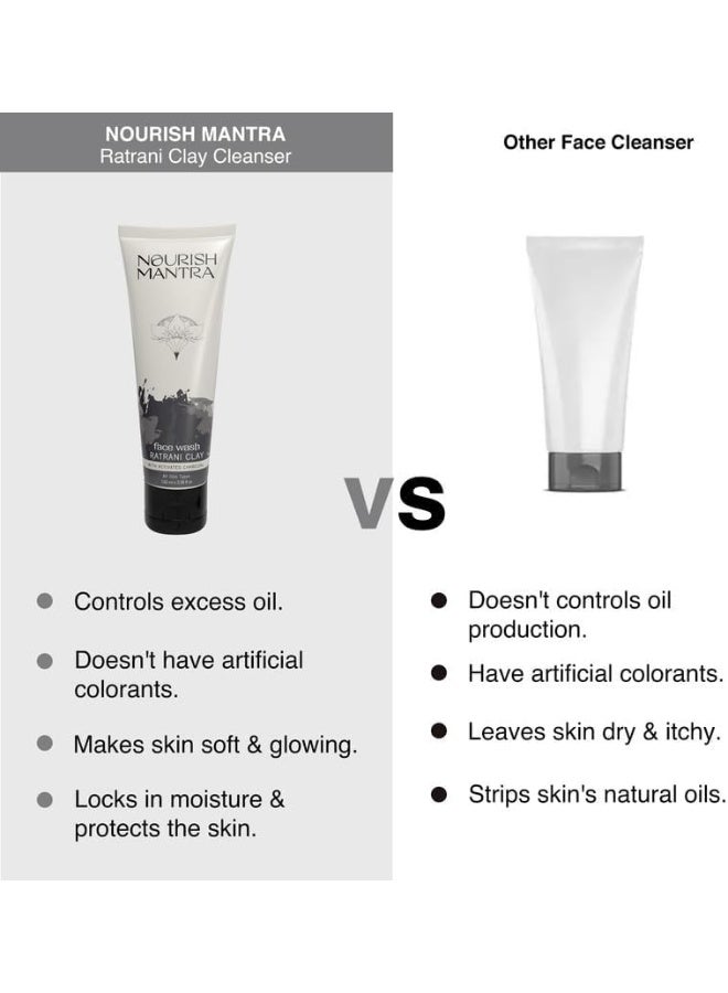 Nourish Mantra-Ratrani Moroccan Lava Face Wash | Enriched With Moroccan Clay, Activated Charcoal & Vitamin E | Face Wash For All Skin Types | Paraben & SLSSLES Free - 100 ml - Image 2