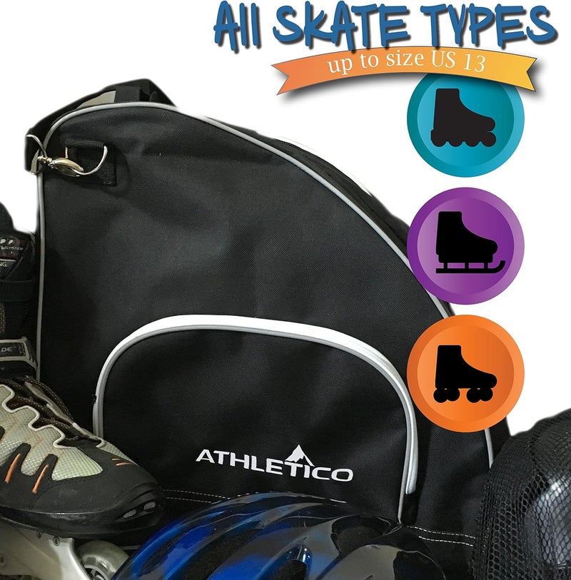 Athletico Ice & Inline Skate Bag - Premium Carry Bag for Ice Skates, Roller Skates, and Inline Skates - Blue - Image 3