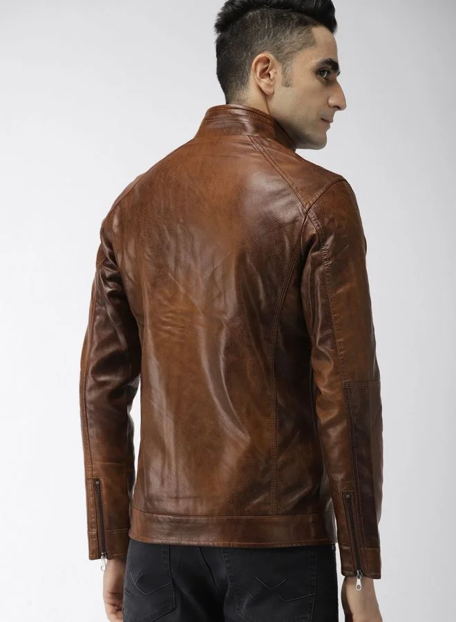 ذا انديان كراج كو The Indian Garage Co Men Slim Fit Solid Round Neck Long Sleeves Jacket
