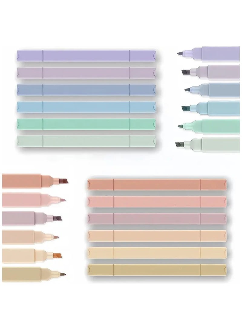 Generic 12-Pack Dual Tip Aesthetic Cute Pastel Highlighter Pen, No Bleed, Highlighter Markers for Office, Study Accessory Supplies  - Image 3