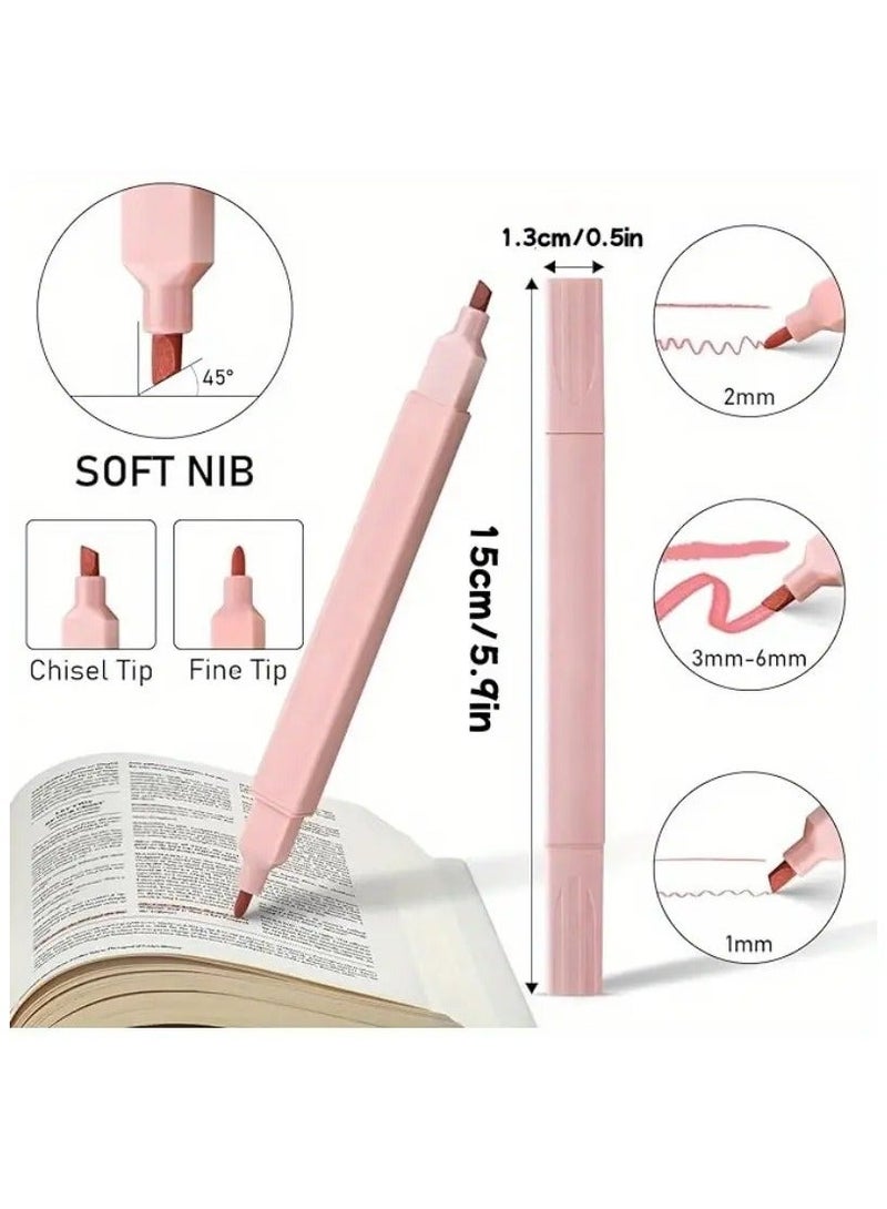 12-Pack Dual Tip Aesthetic Cute Pastel Highlighter Pen, No Bleed, Highlighter Markers for Office, Study Accessory Supplies - Image 2