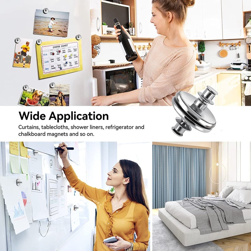 BLAGO Curtain Magnets Closure, Curtain Weights Magnets with Back Tack to Prevent Lights from Leaking, Curtain Magnetic Holdback Button for Home Bedroom Office Curtain Draperies (2) - Image 3