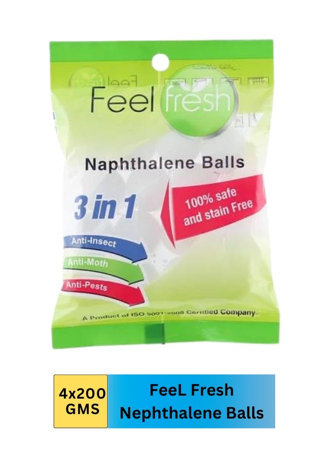 Feel Fresh Naphthalene Balls 800 Gram (Pack of 4) 4x 200 Gram napthalene Balls for Clothes Pantry, Bathroom, Wardrobe, Toilet, Urinal, wash Basin, Cockroaches  - Image 4