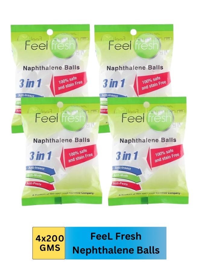 Feel Fresh Naphthalene Balls 800 Gram (Pack of 4) 4x 200 Gram napthalene Balls for Clothes Pantry, Bathroom, Wardrobe, Toilet, Urinal, wash Basin, Cockroaches  - Image 2