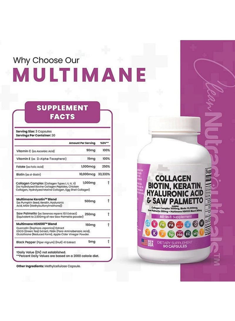 Collagen Pills- Hair Skin and Nails Vitamins and DHT Blocker with Vitamin E Folic Acid Pumpkin Seed MSM - 90 Count - Image 4