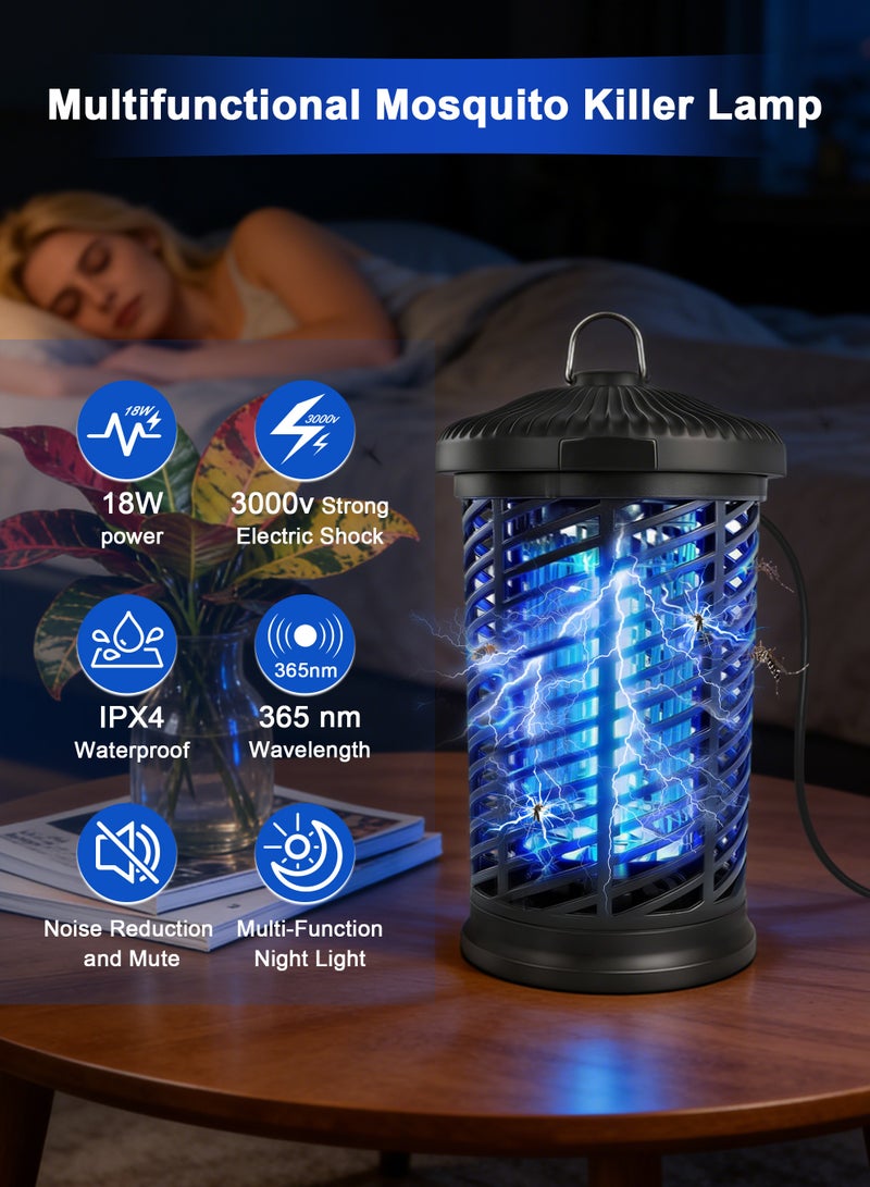 Necomi Electric Bug Zapper Indoor/Outdoor, 18W/3000V High Powered Mosquito Zappers Killer, IPX4 Waterproof Insect Fly Swatter Zapper Mosquito Trap Outdoor, Fly Traps, Insect Killer for Home,Garden,Backyard, Camping - Image 5