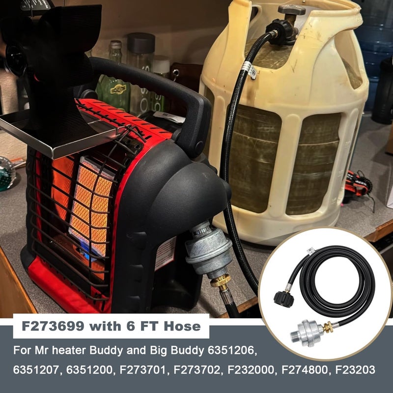 مرشح وقود البروبان Thaekuns F273699 مع خرطوم بطول 6 أقدام لاستخدامه مع سخان Mr Heater Buddy وBig Buddy للاستخدام الداخلي - Image 4