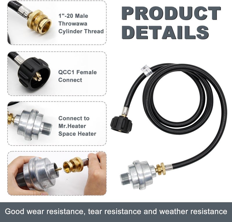مرشح وقود البروبان Thaekuns F273699 مع خرطوم بطول 6 أقدام لاستخدامه مع سخان Mr Heater Buddy وBig Buddy للاستخدام الداخلي - Image 5