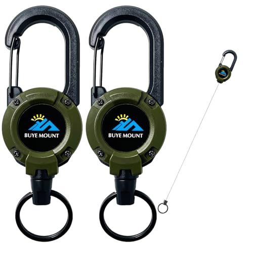 Yojaro Retractable Keychain Heavy Duty 2Pack, Multitool Carabiner Badge Holder, Retractable Keychain Clip Id Holder, Upgraded 58cm Stainless Steel Cord Green - Image 1