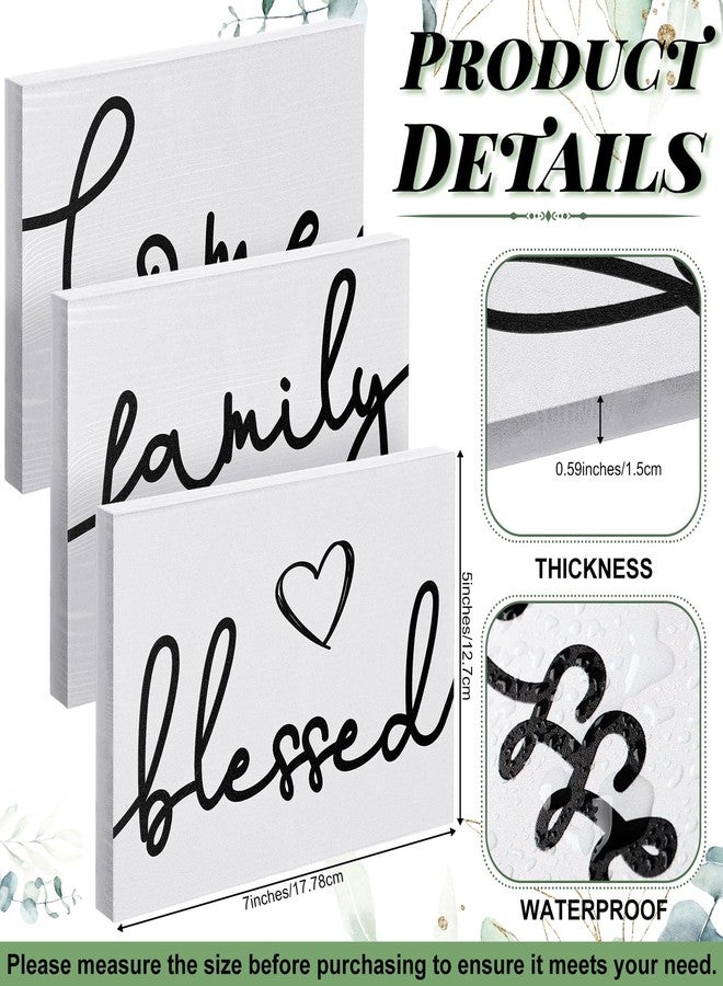 جيتك لوحة خشبية ريفية صغيرة من Jetec مكونة من 3 قطع، تحمل عبارة "منزل عائلي مبارك"، وهي عبارة عن لوحات خشبية صغيرة مزخرفة، مناسبة لتزيين طاولات غرف النوم والمطابخ وغرف المعيشة (5 × 7 × 0.59 بوصة). - Image 2