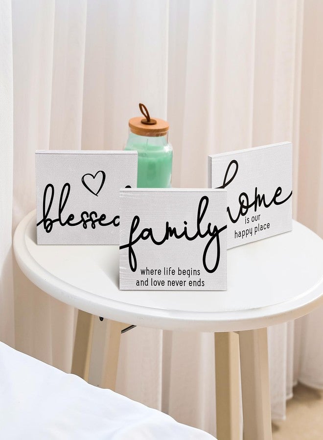 جيتك لوحة خشبية ريفية صغيرة من Jetec مكونة من 3 قطع، تحمل عبارة "منزل عائلي مبارك"، وهي عبارة عن لوحات خشبية صغيرة مزخرفة، مناسبة لتزيين طاولات غرف النوم والمطابخ وغرف المعيشة (5 × 7 × 0.59 بوصة). - Image 5