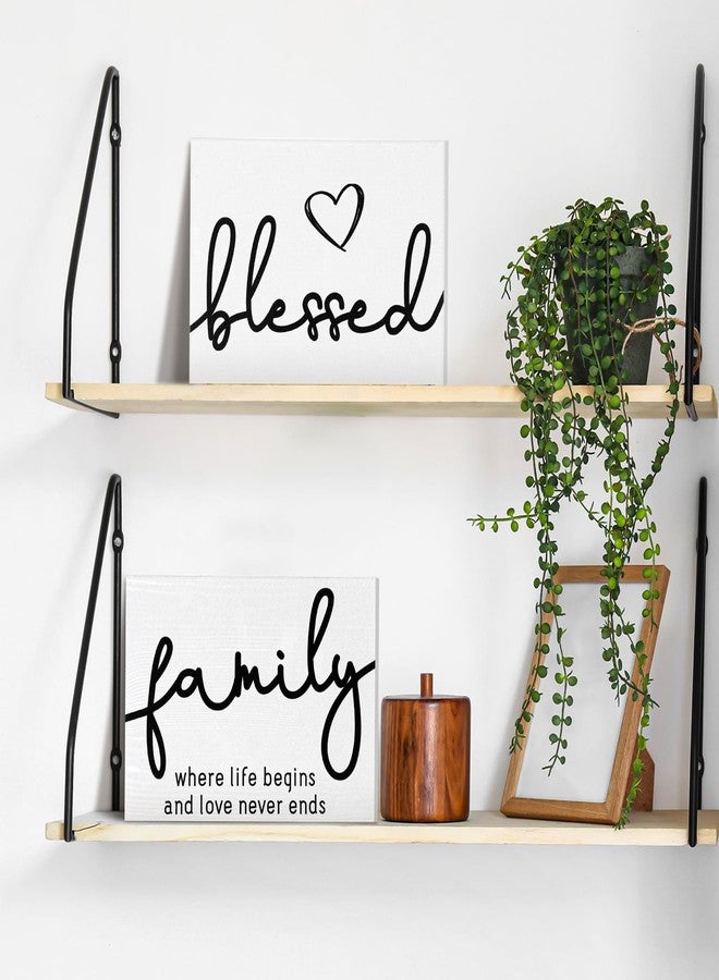 جيتك لوحة خشبية ريفية صغيرة من Jetec مكونة من 3 قطع، تحمل عبارة "منزل عائلي مبارك"، وهي عبارة عن لوحات خشبية صغيرة مزخرفة، مناسبة لتزيين طاولات غرف النوم والمطابخ وغرف المعيشة (5 × 7 × 0.59 بوصة). - Image 4