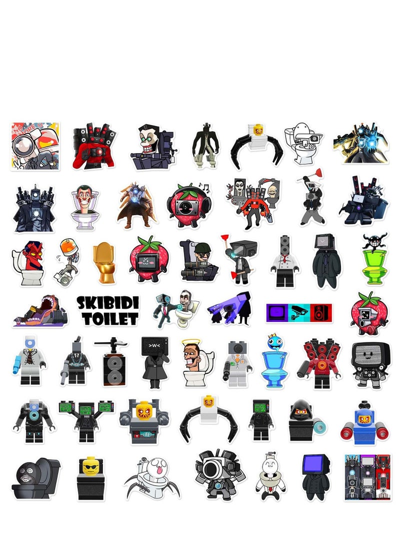 200 Pcs Random Toilet Man And Monitor Skibidi Toilet Game Cartoon Water Cup Waterproof Decoration Graffiti Stickers For Laptop Water Bottle Phone Skateboard Bike  - Image 3