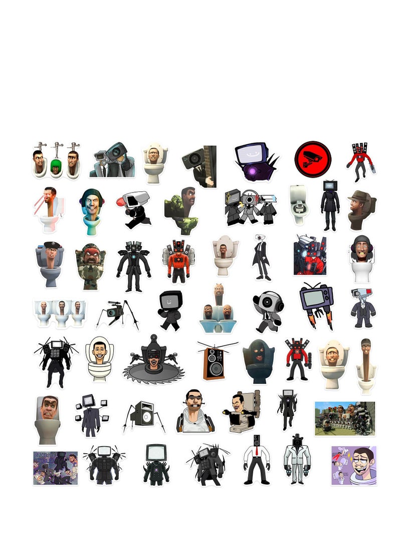 200 Pcs Random Toilet Man And Monitor Skibidi Toilet Game Cartoon Water Cup Waterproof Decoration Graffiti Stickers For Laptop Water Bottle Phone Skateboard Bike  - Image 2
