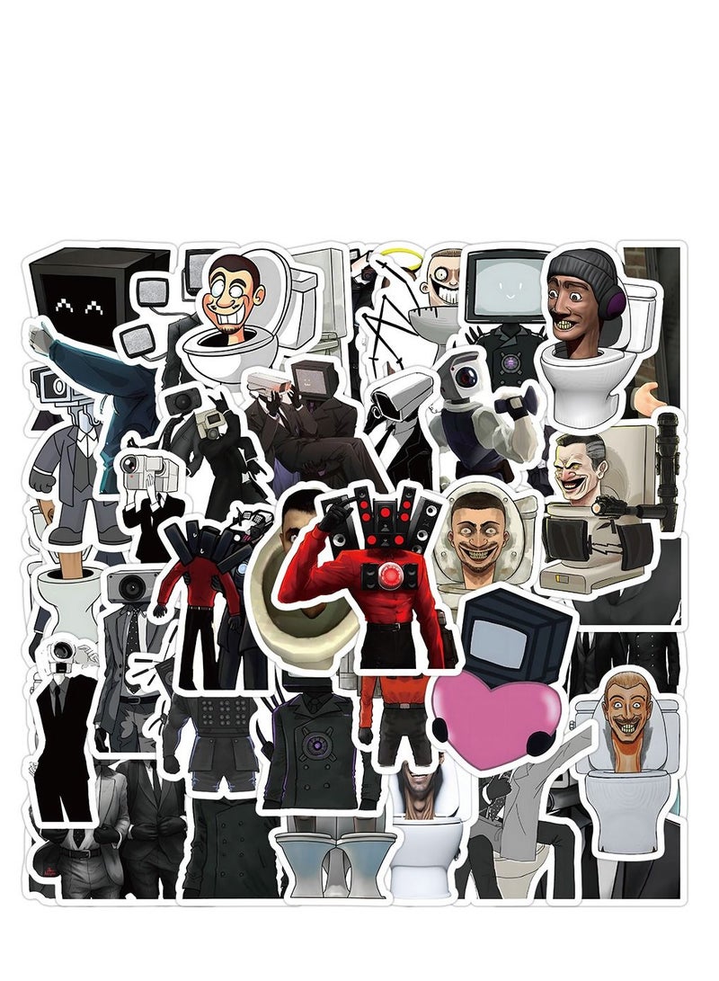 200 Pcs Random Toilet Man And Monitor Skibidi Toilet Game Cartoon Water Cup Waterproof Decoration Graffiti Stickers For Laptop Water Bottle Phone Skateboard Bike  - Image 5