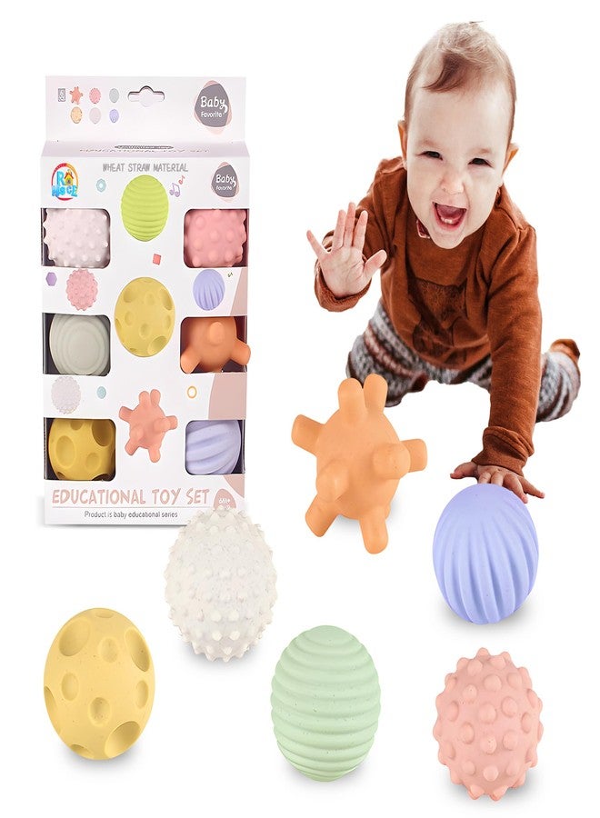 ROHSCE Sensory Balls for Babies - 6 Pack, Ball for Toddlers 1-3, Soft & Textured Montessori Baby Toys 6 to 12 Months, Wheat Straw Toddler Balls for Infant Development - Image 1