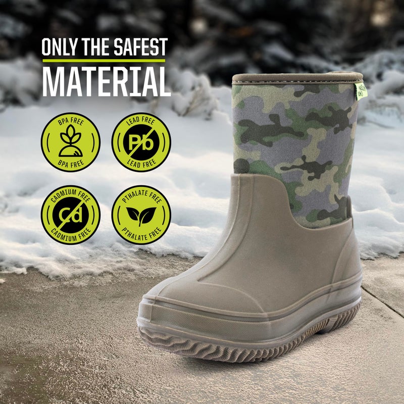 Western Chief Kid's Freestyle Neoprene Rain Boot, Olive, 2 - Image 3