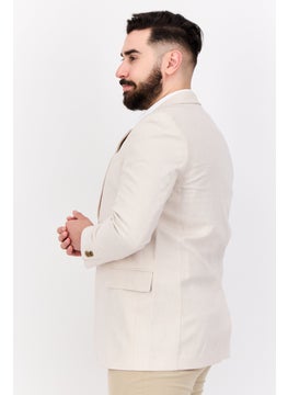 ESPRIT Men Regular Fit Solid Semi Formal Blazer, Beige  - Image 2