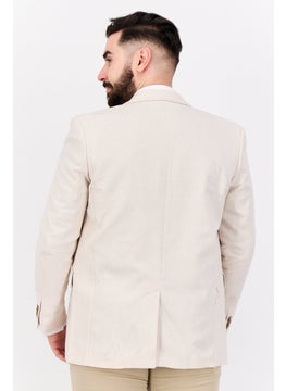 ESPRIT Men Regular Fit Solid Semi Formal Blazer, Beige  - Image 3