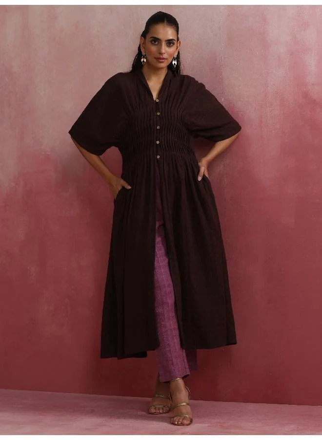 trueBrowns Cola Cotton Dobby Pleated Kurta Set