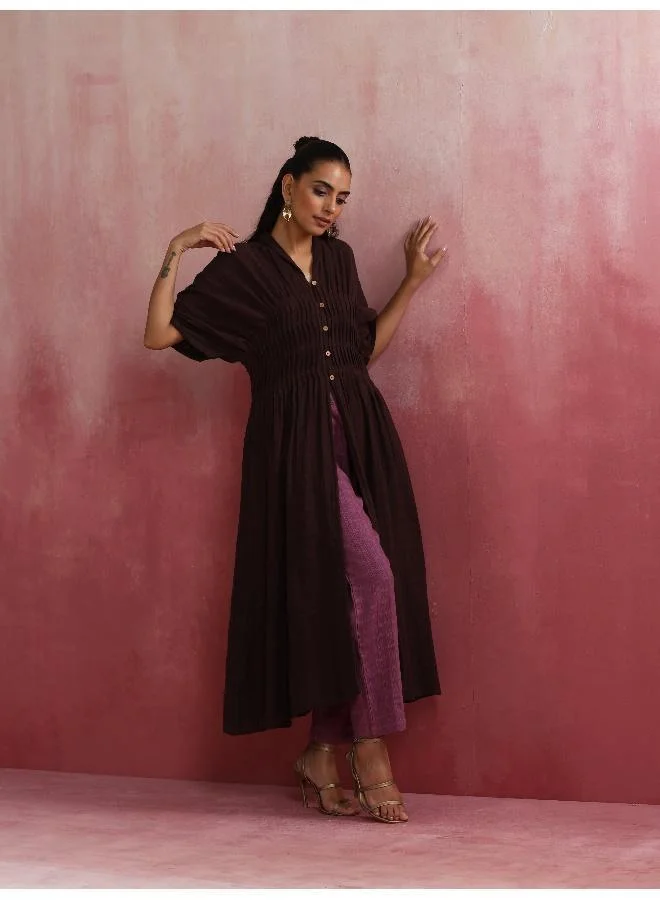 trueBrowns Cola Cotton Dobby Pleated Kurta Set