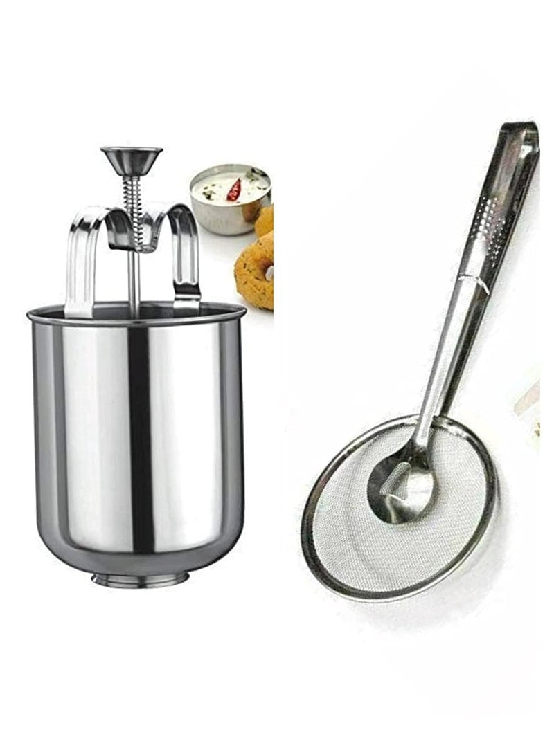 SHIODAP Mendu Vada Maker The Ultimate Medu Vada and Donut Maker Stainless Steel for Homemade Donuts and Medu Vadas Stainless Steel With Free 2in1 Fry Tool Filter Spoon - Image 1