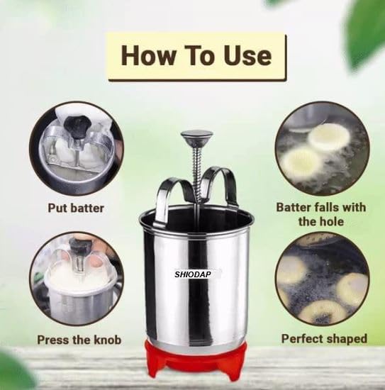 SHIODAP Mendu Vada Maker The Ultimate Medu Vada and Donut Maker Stainless Steel for Homemade Donuts and Medu Vadas Stainless Steel With Free 2in1 Fry Tool Filter Spoon - Image 3