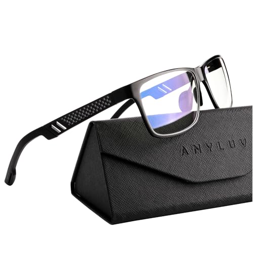 ANYLUV Reading Glasses Men Women Blue Light Blocking, Premium Mens Reading Glasses Al-mg Frame with Spring Hinge Anti Glare - Image 1