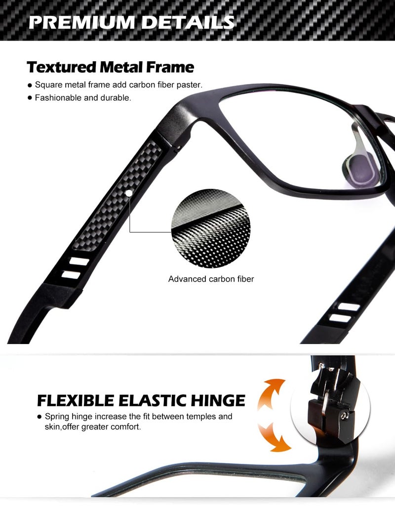 ANYLUV Reading Glasses Men Women Blue Light Blocking, Premium Mens Reading Glasses Al-mg Frame with Spring Hinge Anti Glare - Image 3
