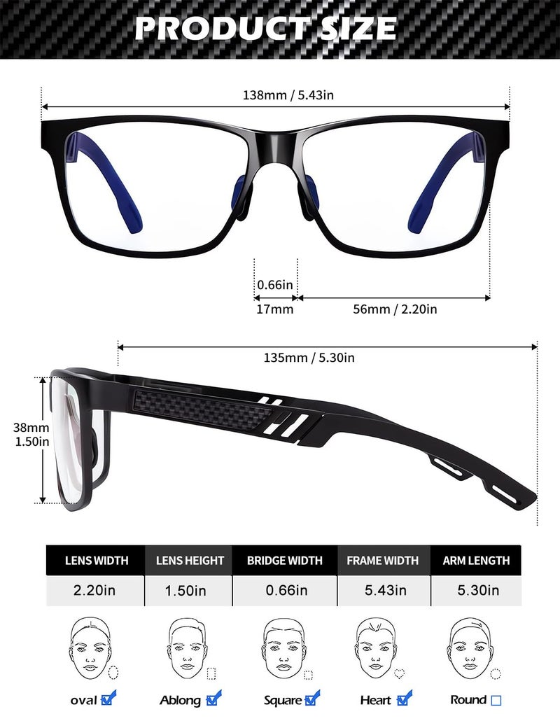 ANYLUV Reading Glasses Men Women Blue Light Blocking, Premium Mens Reading Glasses Al-mg Frame with Spring Hinge Anti Glare - Image 5