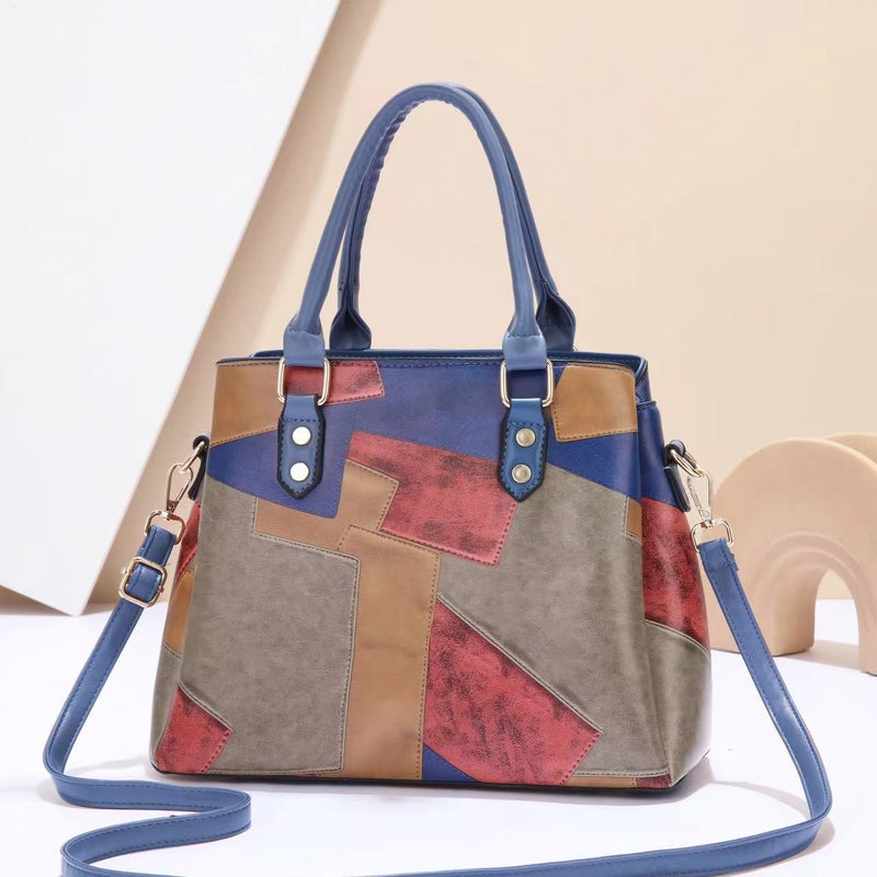 New Stitching Color Large Capacity Shoulder Bag All-Match Trendy Casual High-End All-Match Handbag Crossbody Bag - Image 1