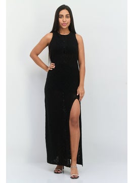 Women Textured Maxi Dress, Black