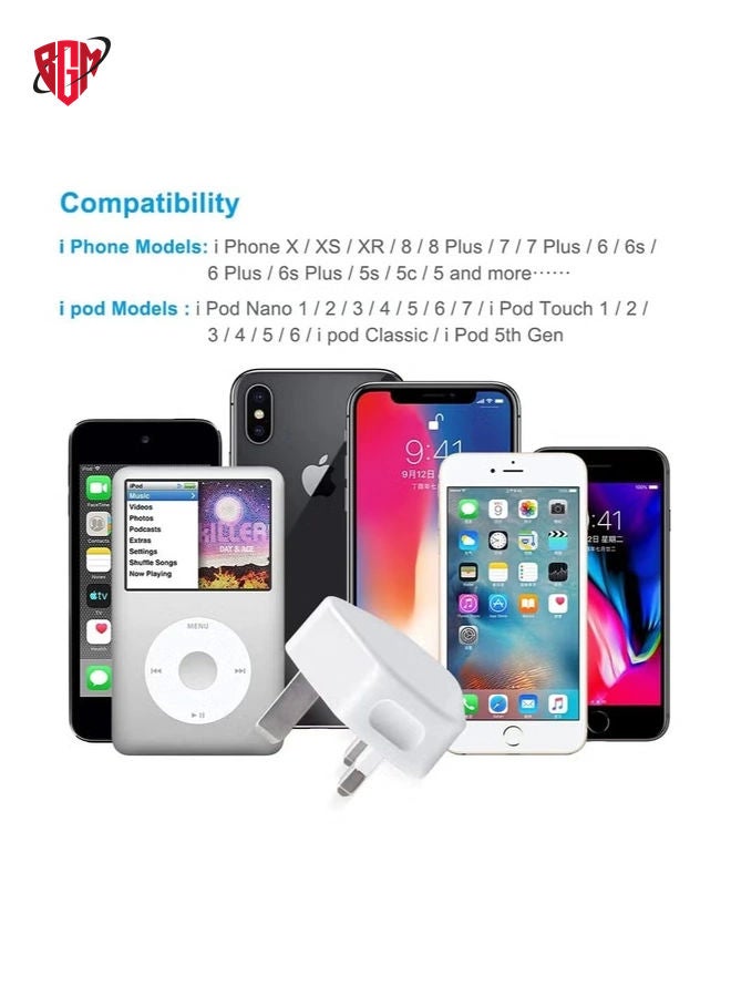 BGM 5V 1A Power Adapter Supply, USB Charger Cable and Plug Compatible for i Phone 5S, 6, 6S, 6 Plus, 6S Plus, 7, 7 Plus, 8, 8 Plus, XS, X, XS Max, 11, XR, i Pod Touch 5G Power Cord  - Image 3