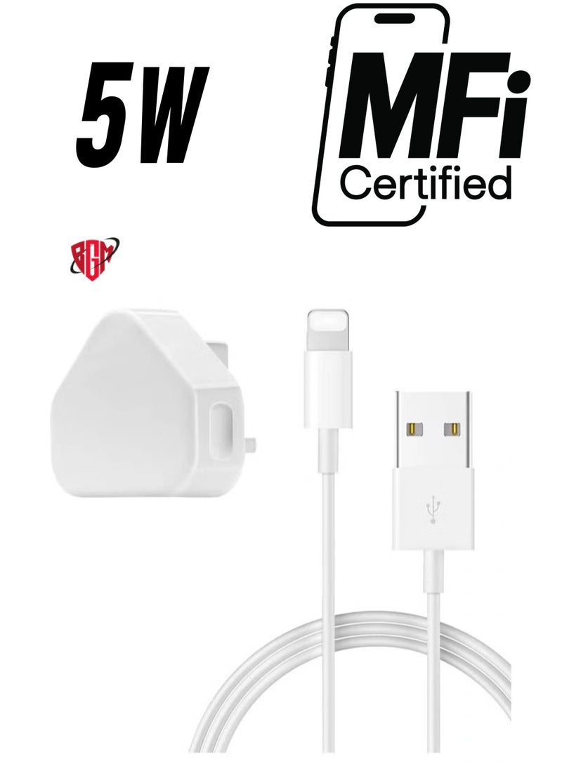 BGM 5V 1A Power Adapter Supply, USB Charger Cable and Plug Compatible for i Phone 5S, 6, 6S, 6 Plus, 6S Plus, 7, 7 Plus, 8, 8 Plus, XS, X, XS Max, 11, XR, i Pod Touch 5G Power Cord  - Image 1