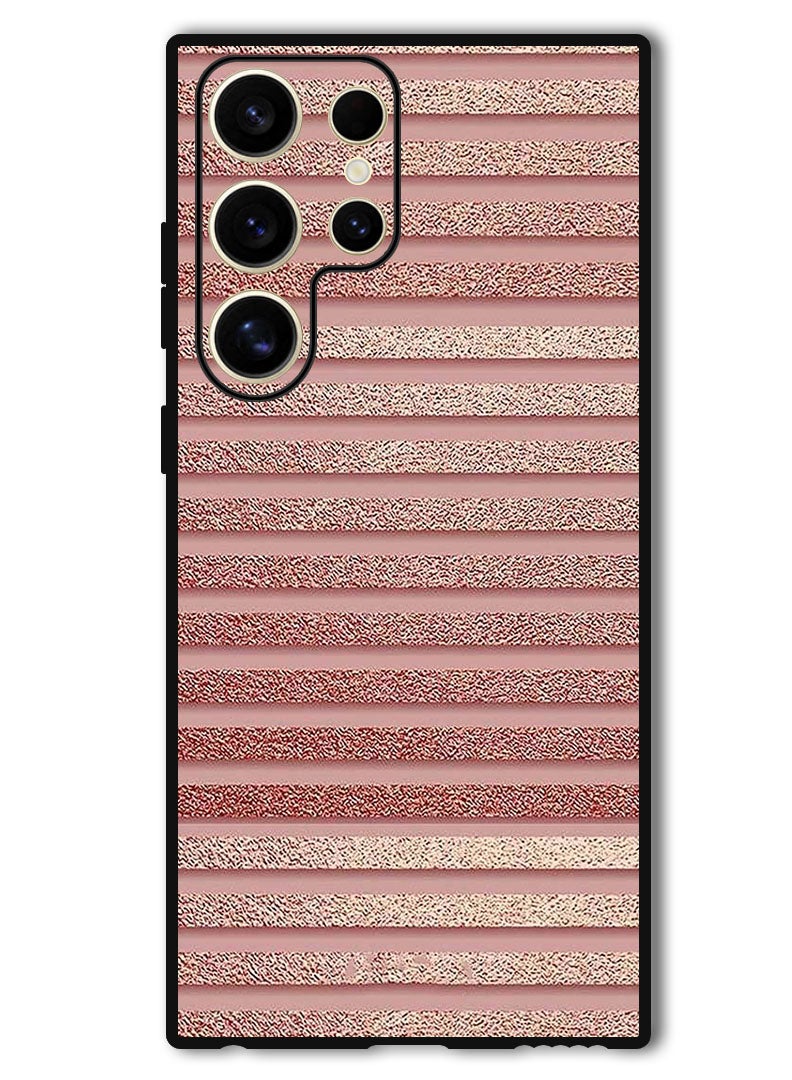 Theodor Protective Case Anti Scratch Shock Proof Bumper Cover For Samsung Galaxy S24 Ultra Pink Glitter Strips - Image 1