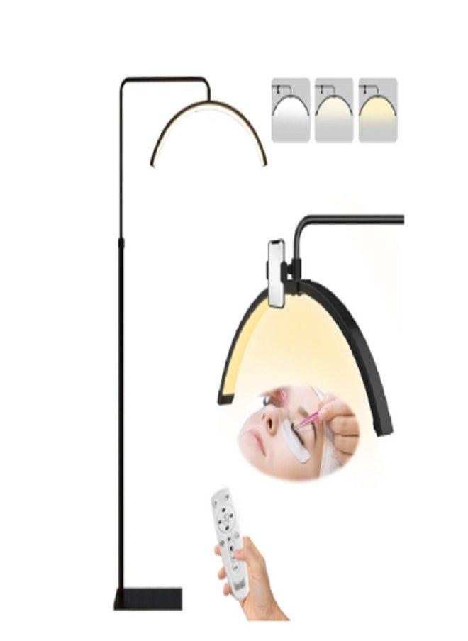 Sumkyle - Eyelash LED Floor Light,Half Moon Lamp for Lash Extension,Lighting for Beauty,Skincare,Lashes,Eyebrows Filming Content Creation,with Adjustable Brightness and Height,Black - Image 1