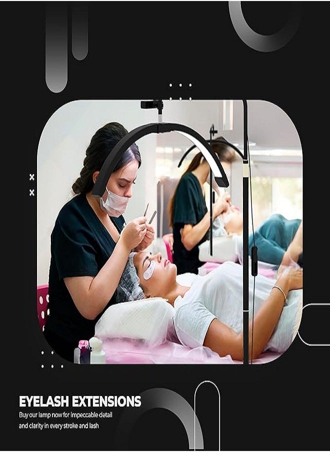 Sumkyle - Eyelash LED Floor Light,Half Moon Lamp for Lash Extension,Lighting for Beauty,Skincare,Lashes,Eyebrows Filming Content Creation,with Adjustable Brightness and Height,Black - Image 1