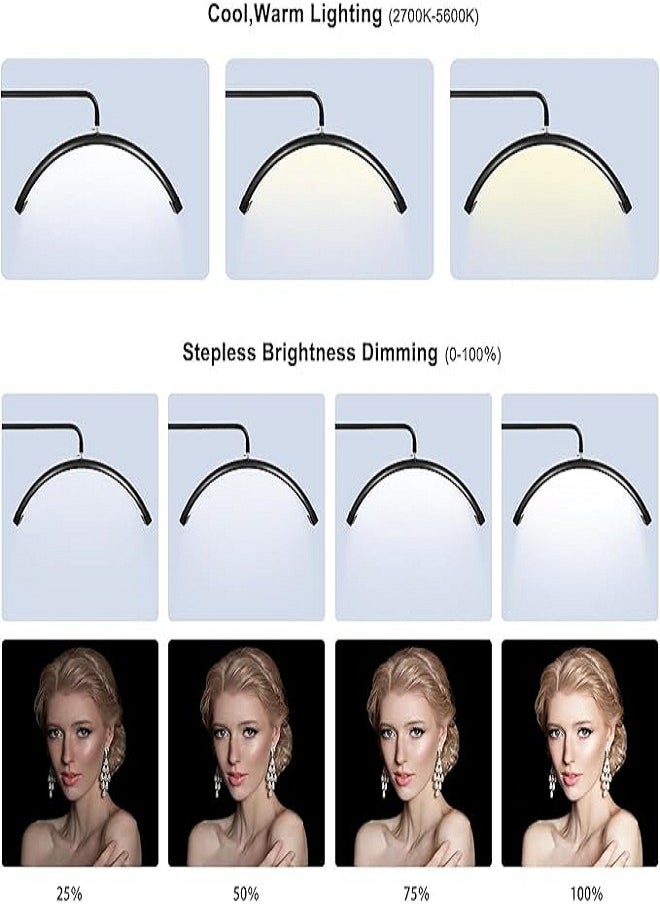 Sumkyle - Eyelash LED Floor Light,Half Moon Lamp for Lash Extension,Lighting for Beauty,Skincare,Lashes,Eyebrows Filming Content Creation,with Adjustable Brightness and Height,Black - Image 1