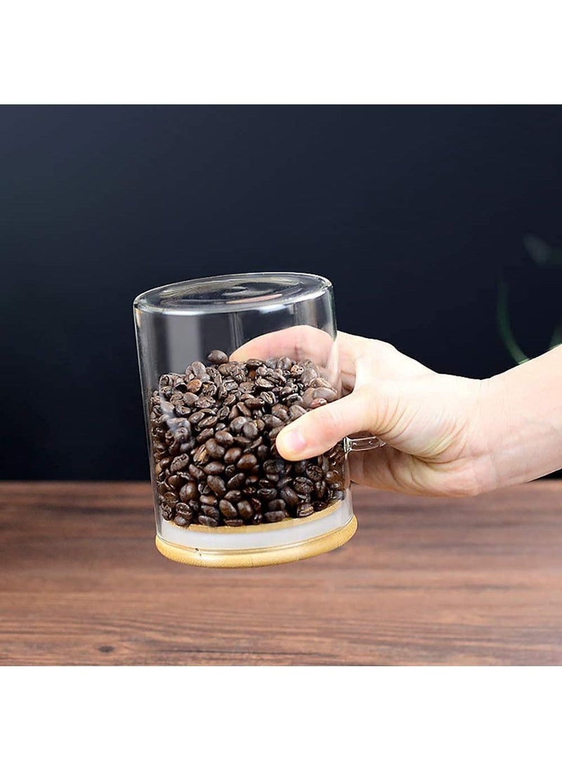 Arabest - Clear Glass Storage Jars with Wooden Spoon, 420ml Airtight Lid Airtight Small Glass Container Jars with Spoons for Bath Salt Containers, Sugar, Spices, Coffee, Matcha, Spices, Pepper - Image 1