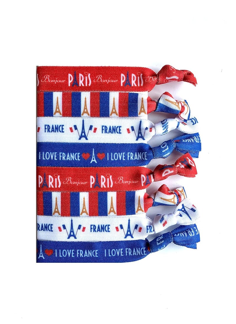 Sportigift 8 Count Hair Ties - French Accessories - French Gifts - Paris - Bonjour - Four Colors 